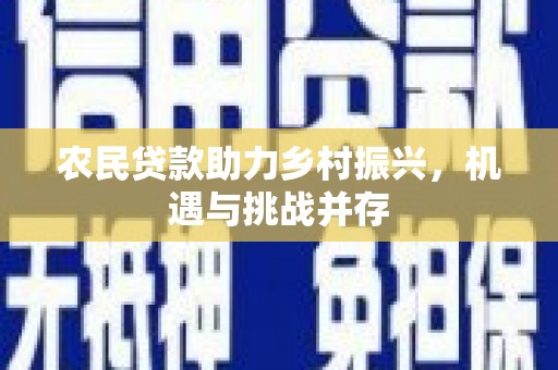 高安农民贷款助力乡村振兴，机遇与挑战并存