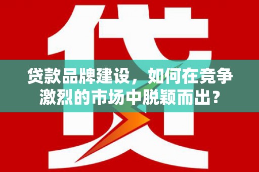 高安贷款品牌建设，如何在竞争激烈的市场中脱颖而出？
