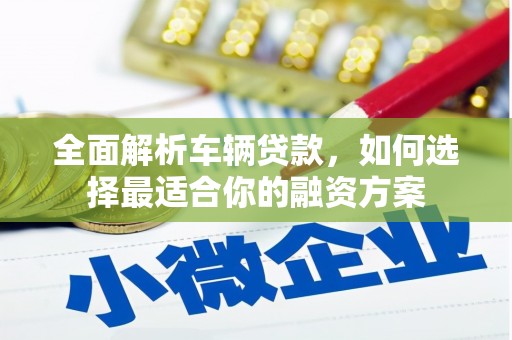 高安全面解析车辆贷款，如何选择最适合你的融资方案
